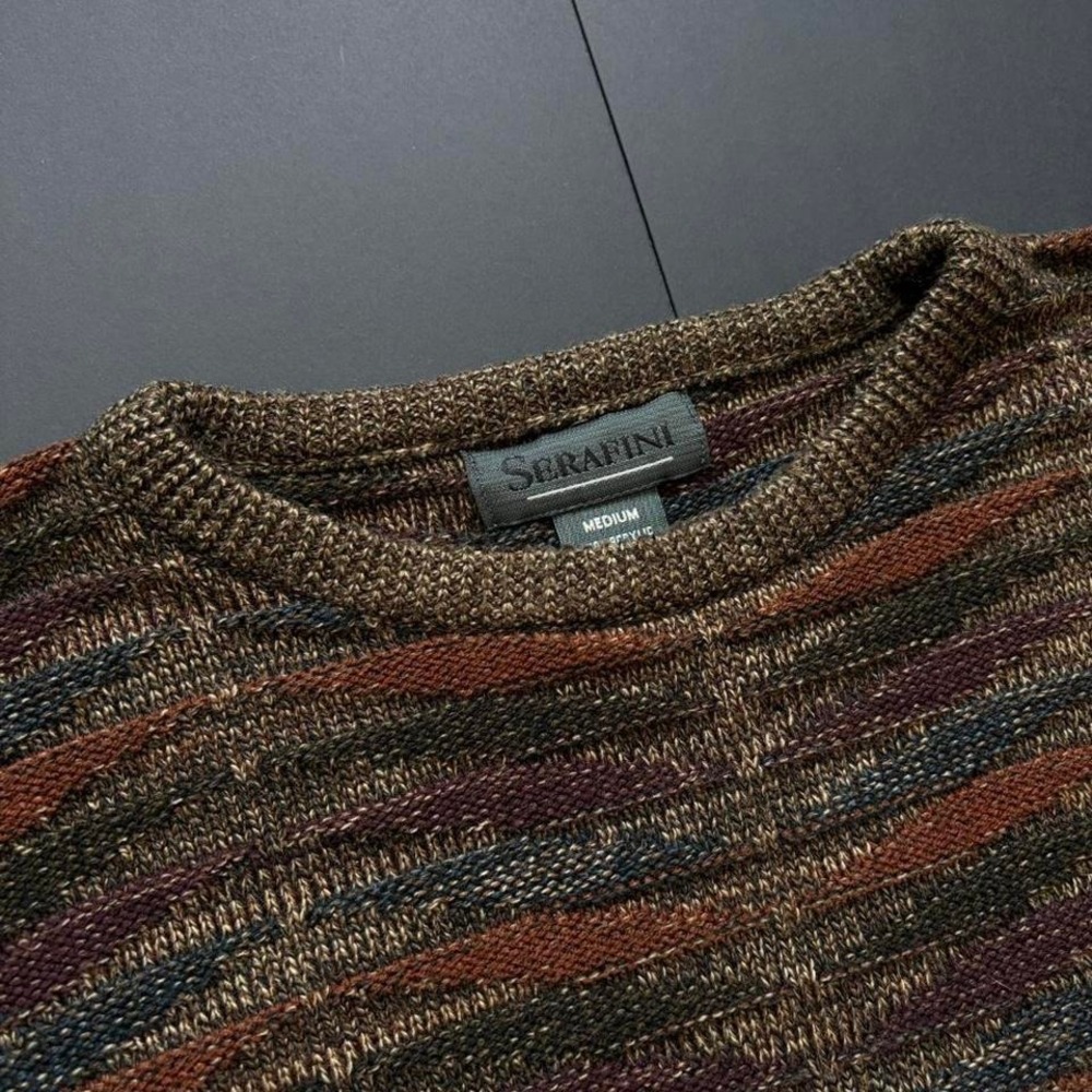 90s patterned chunky knit sweater - Picture 3 of 5